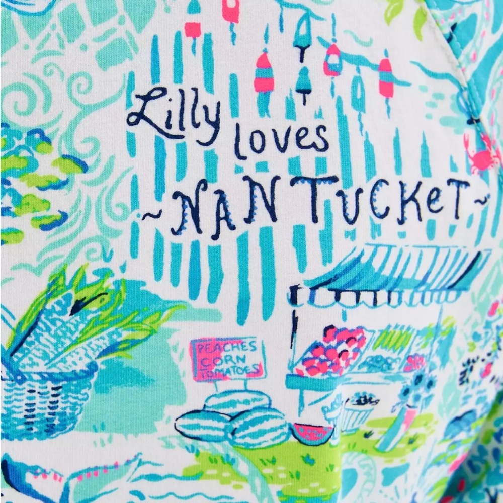 New Lilly Pulitzer UPF 50+ Skipper Popover Whisper Blue Lilly Loves Nantucket M - Picture 4 of 5
